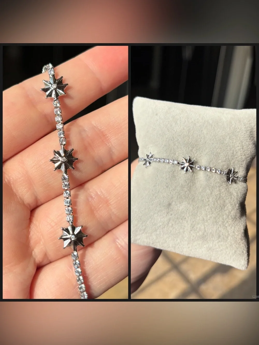 Sterling Silver Starburst CZ Tennis Bracelet - Silver